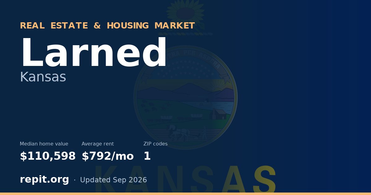 Larned, KS real estate and housing market — median home value $110,598, average rent $792/mo, 1 ZIP code
