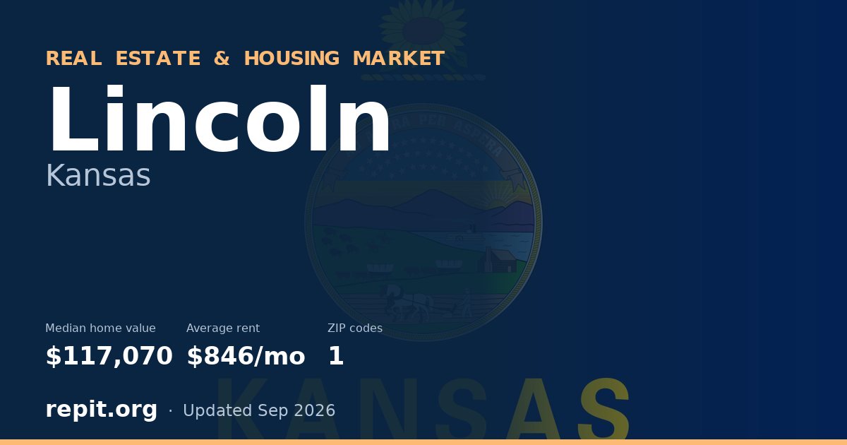 Lincoln, KS real estate and housing market — median home value $117,070, average rent $846/mo, 1 ZIP code