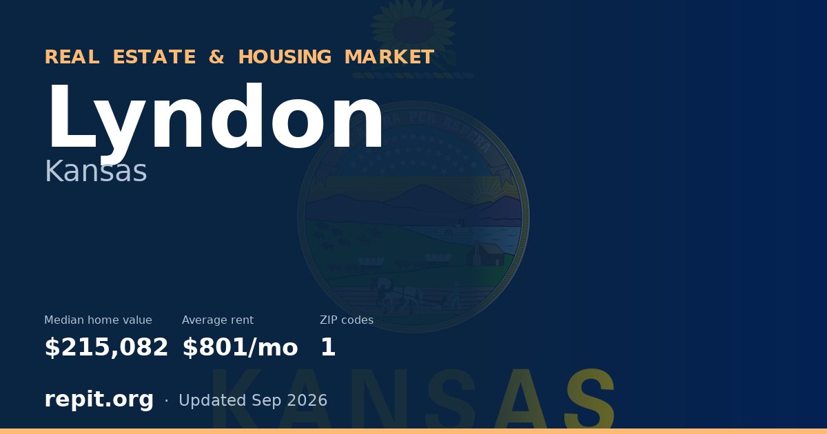 Lyndon, KS real estate and housing market — median home value $215,082, average rent $801/mo, 1 ZIP code