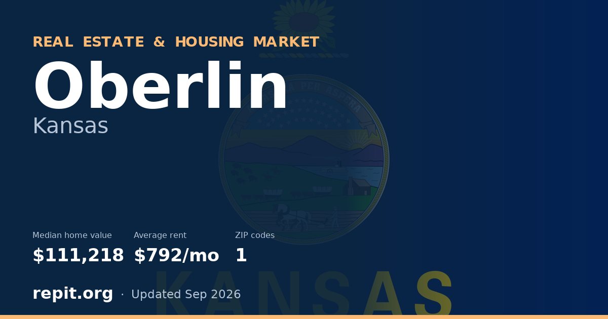Oberlin, KS real estate and housing market — median home value $111,218, average rent $792/mo, 1 ZIP code