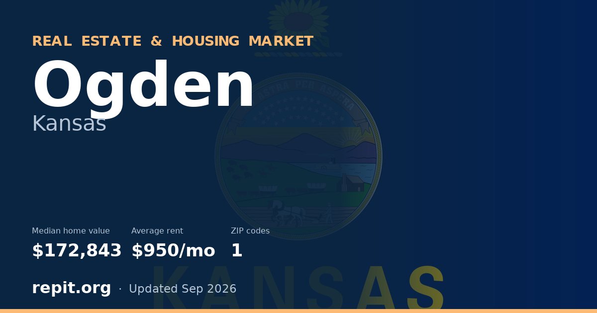 Ogden, KS real estate and housing market — median home value $172,843, average rent $950/mo, 1 ZIP code
