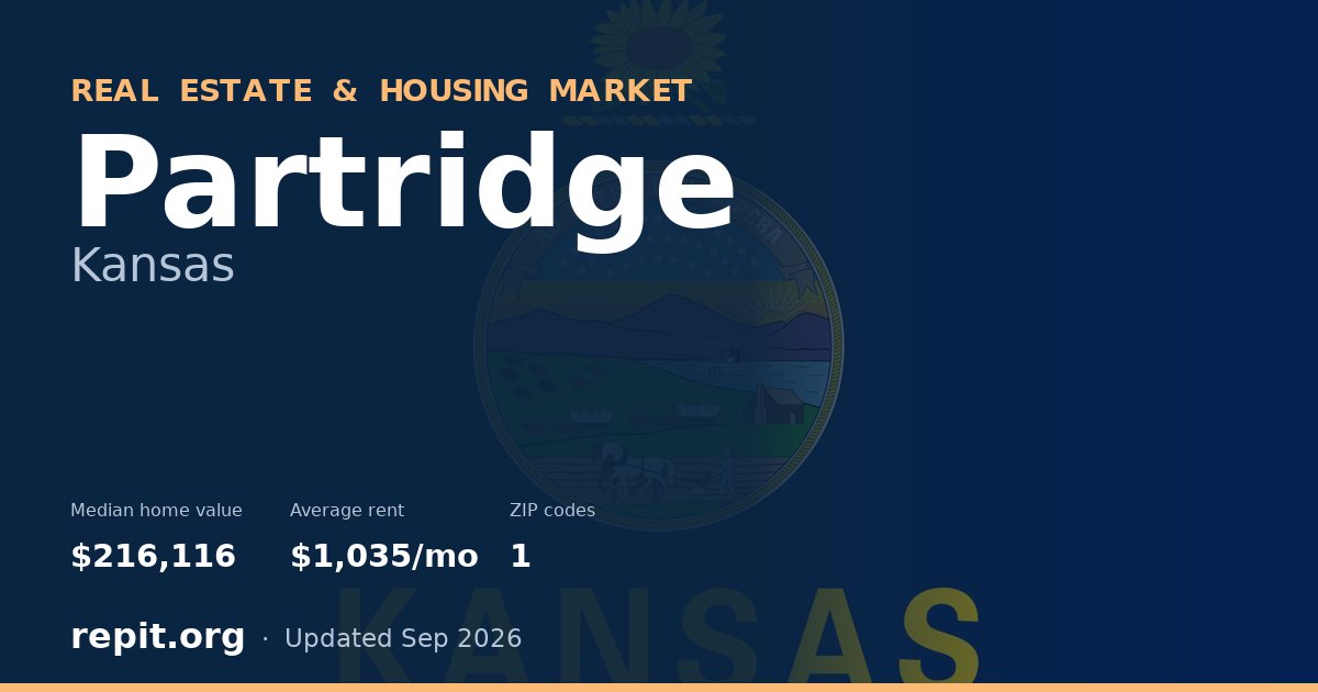 Partridge, KS real estate and housing market — median home value $216,116, average rent $1,035/mo, 1 ZIP code