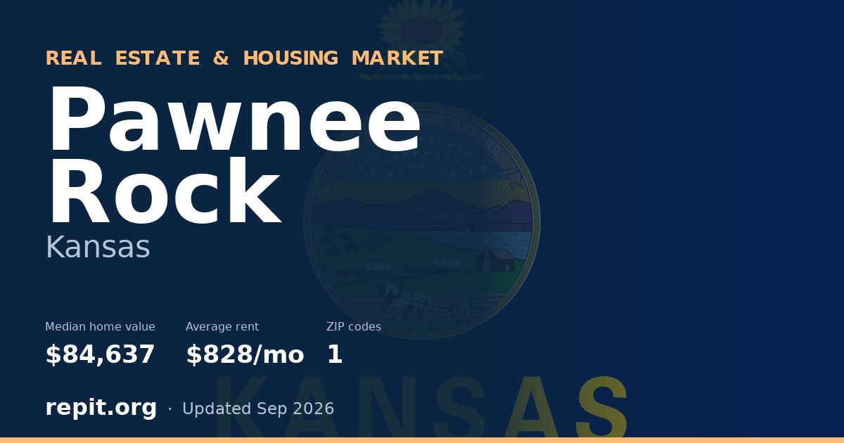 Pawnee Rock, KS real estate and housing market — median home value $84,637, average rent $828/mo, 1 ZIP code