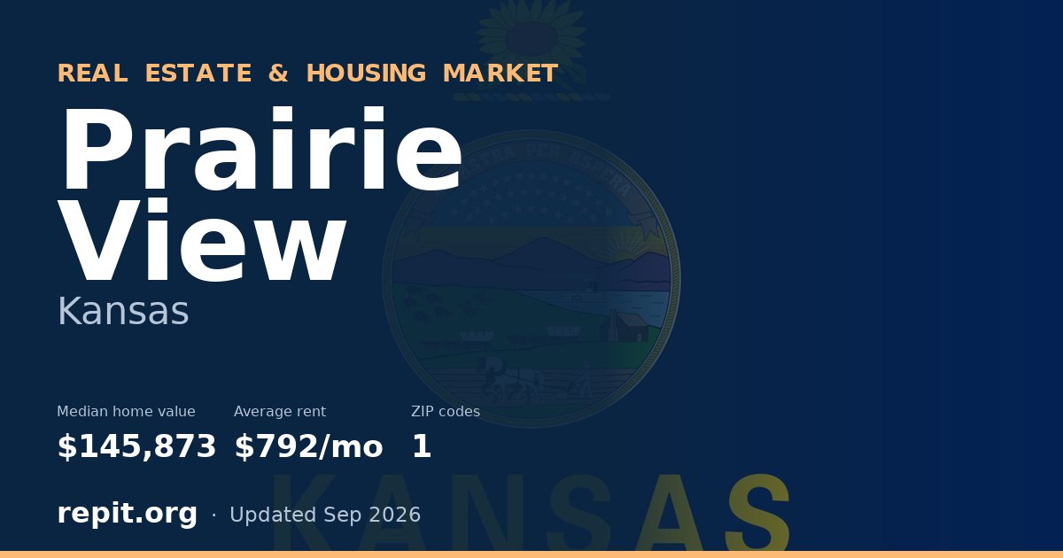 Prairie View, KS real estate and housing market — median home value $145,873, average rent $792/mo, 1 ZIP code