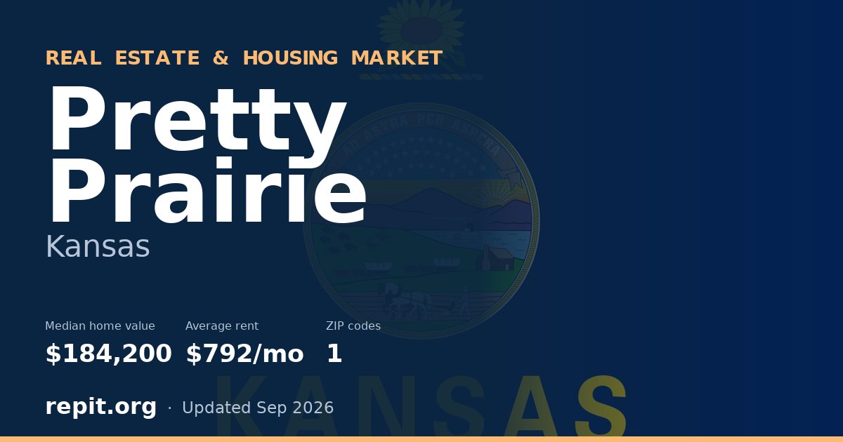 Pretty Prairie, KS real estate and housing market — median home value $184,200, average rent $792/mo, 1 ZIP code