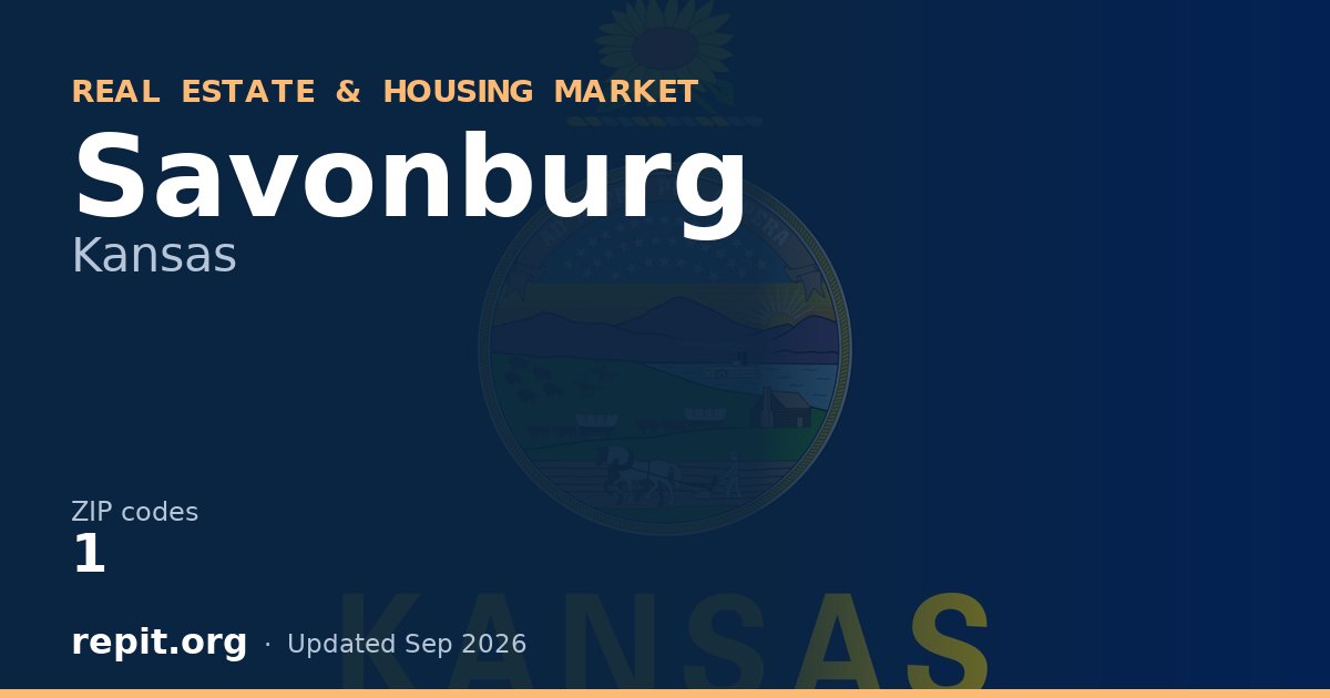 Savonburg, KS real estate and housing market — 1 ZIP code