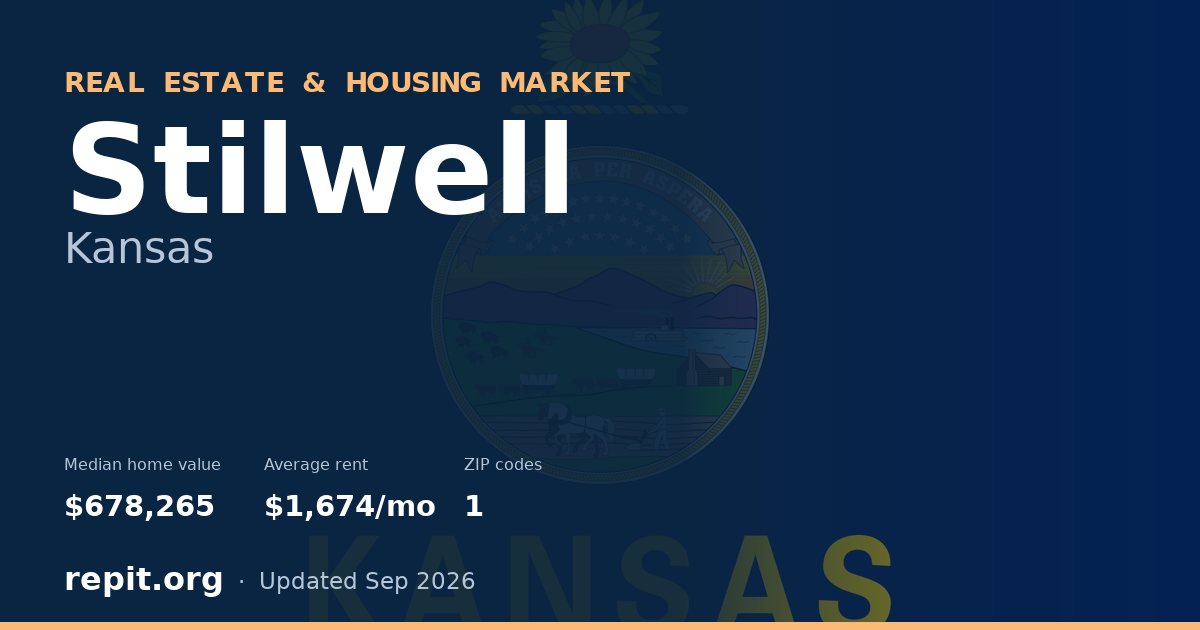 Stilwell, KS real estate and housing market — median home value $678,265, average rent $1,674/mo, 1 ZIP code