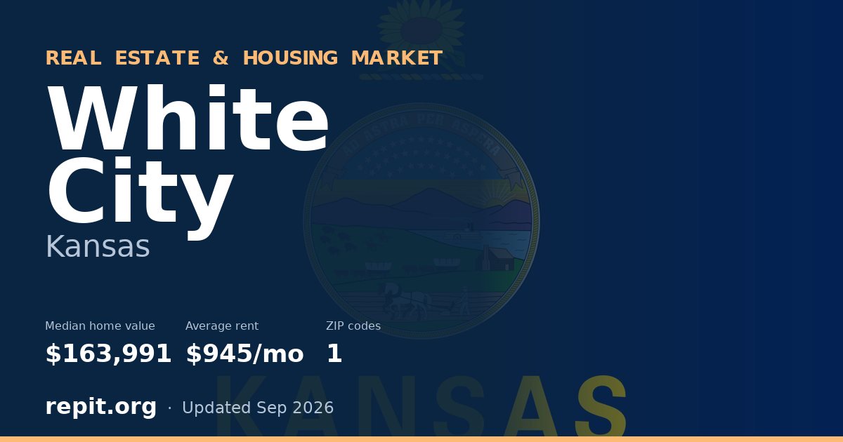 White City, KS real estate and housing market — median home value $163,991, average rent $945/mo, 1 ZIP code