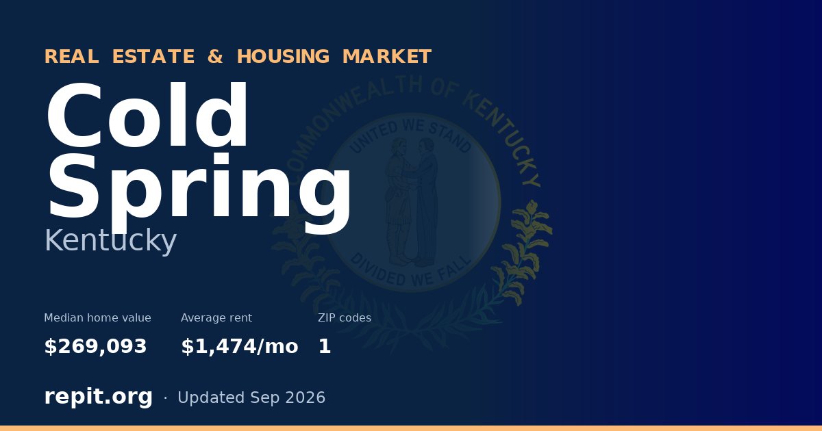 Cold Spring, KY real estate and housing market — median home value $269,093, average rent $1,474/mo, 1 ZIP code