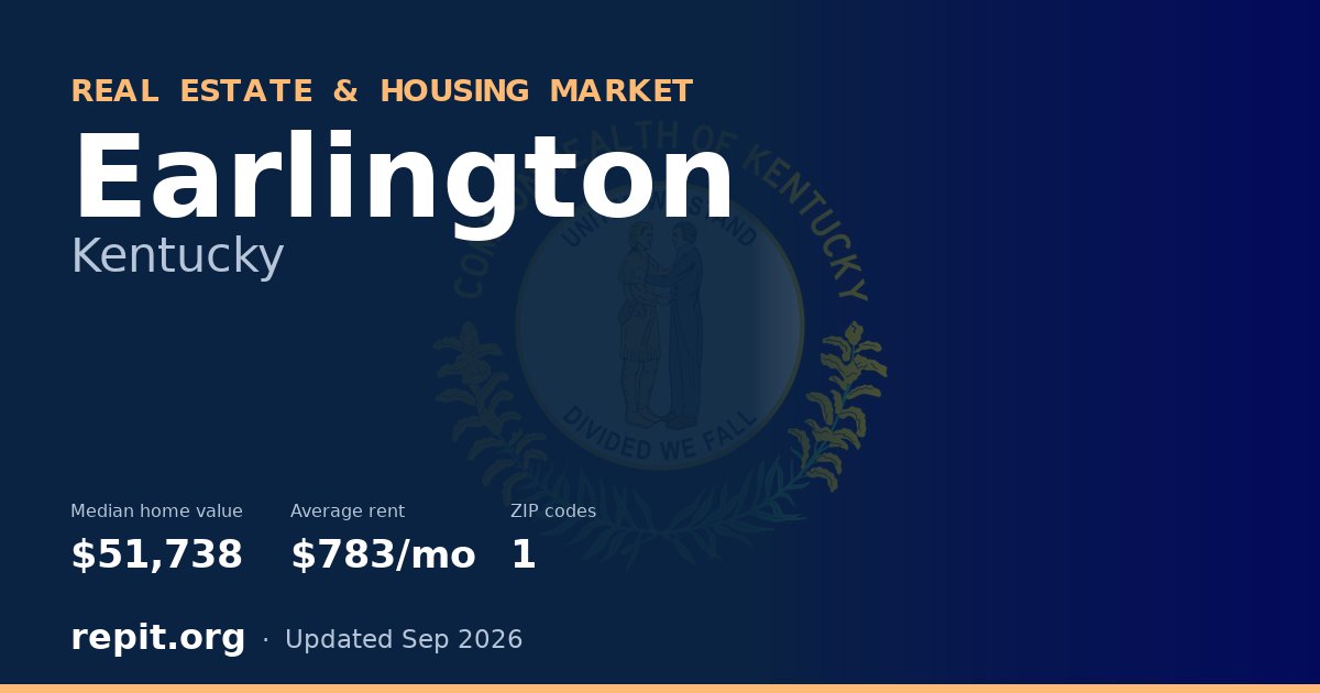 Earlington, KY real estate and housing market — median home value $51,738, average rent $783/mo, 1 ZIP code