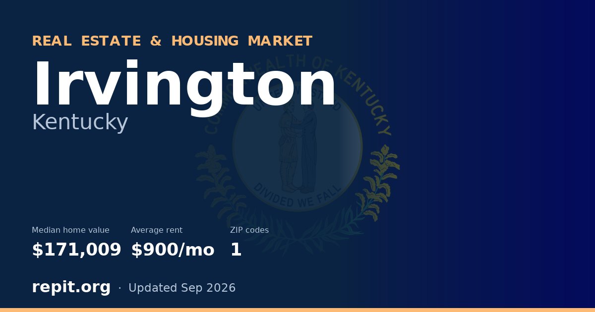 Irvington, KY real estate and housing market — median home value $171,009, average rent $900/mo, 1 ZIP code
