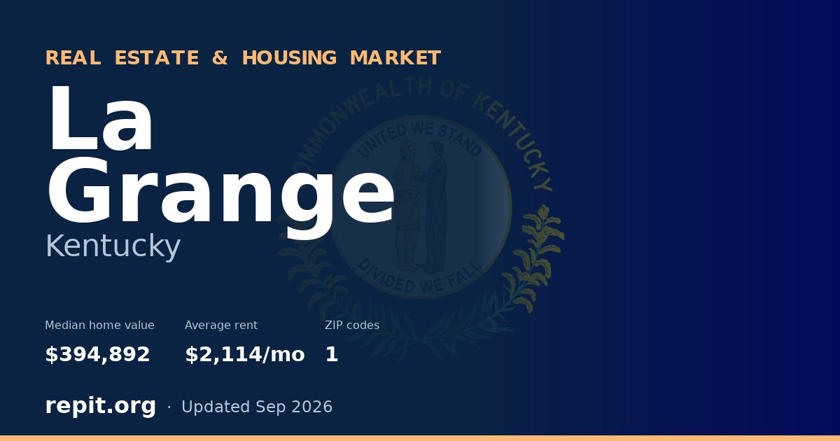 La Grange, KY real estate and housing market — median home value $394,892, average rent $2,114/mo, 1 ZIP code