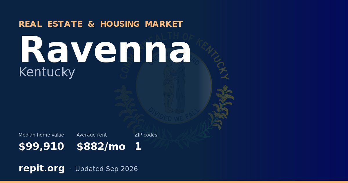 Ravenna, KY real estate and housing market — median home value $99,910, average rent $882/mo, 1 ZIP code