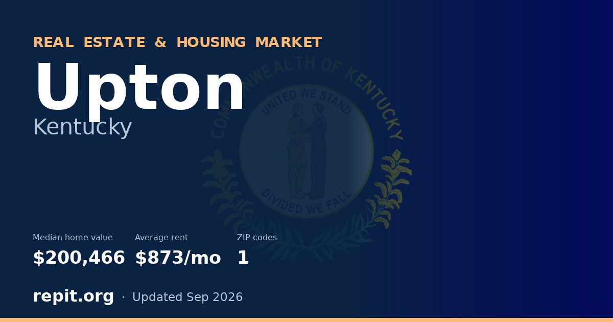 Upton, KY real estate and housing market — median home value $200,466, average rent $873/mo, 1 ZIP code