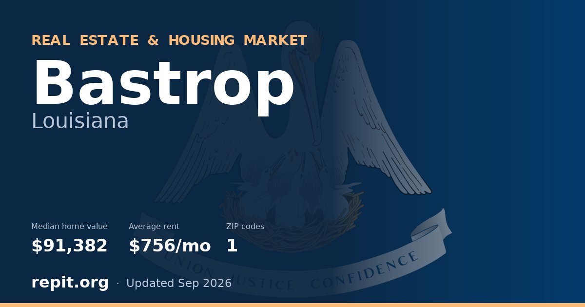 Bastrop, LA real estate and housing market — median home value $91,382, average rent $756/mo, 1 ZIP code