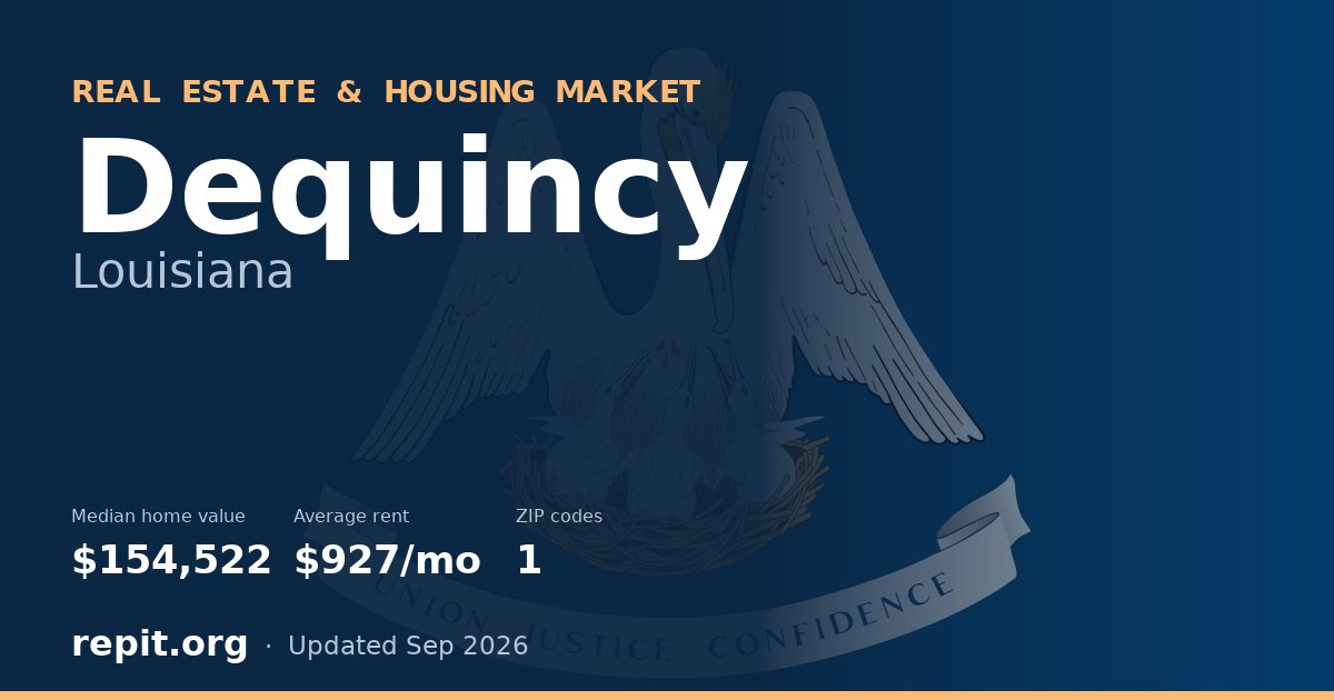 Dequincy, LA real estate and housing market — median home value $154,522, average rent $927/mo, 1 ZIP code