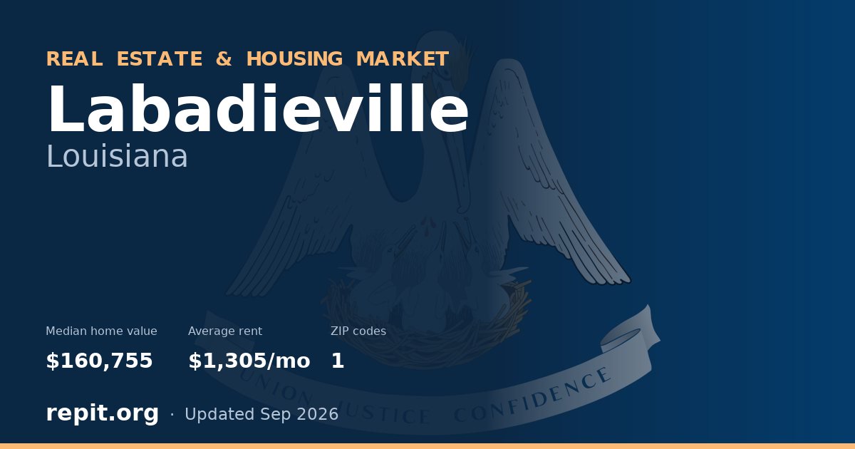 Labadieville, LA real estate and housing market — median home value $160,755, average rent $1,305/mo, 1 ZIP code