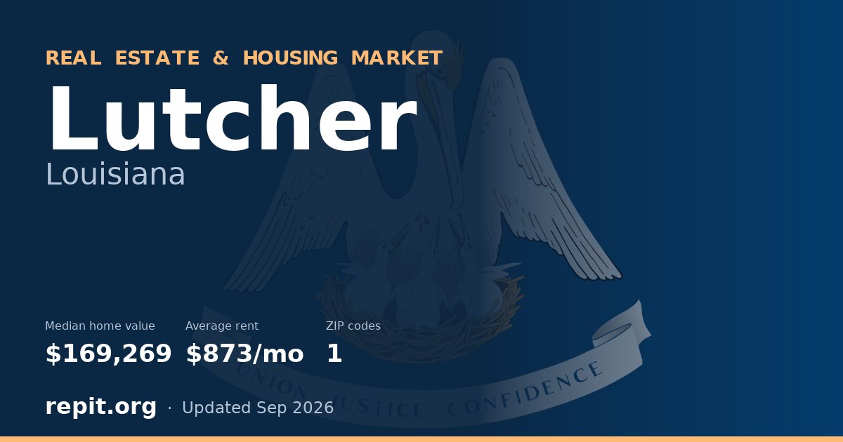 Lutcher, LA real estate and housing market — median home value $169,269, average rent $873/mo, 1 ZIP code