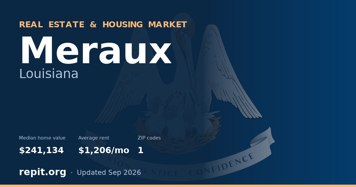Meraux, LA real estate and housing market — median home value $241,134, average rent $1,206/mo, 1 ZIP code
