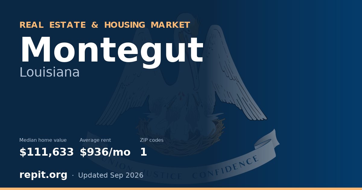 Montegut, LA real estate and housing market — median home value $111,633, average rent $936/mo, 1 ZIP code