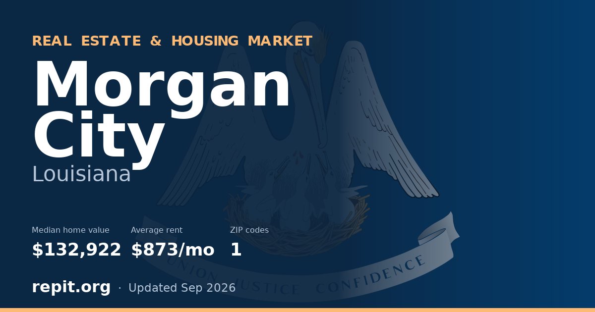Morgan City, LA real estate and housing market — median home value $132,922, average rent $873/mo, 1 ZIP code