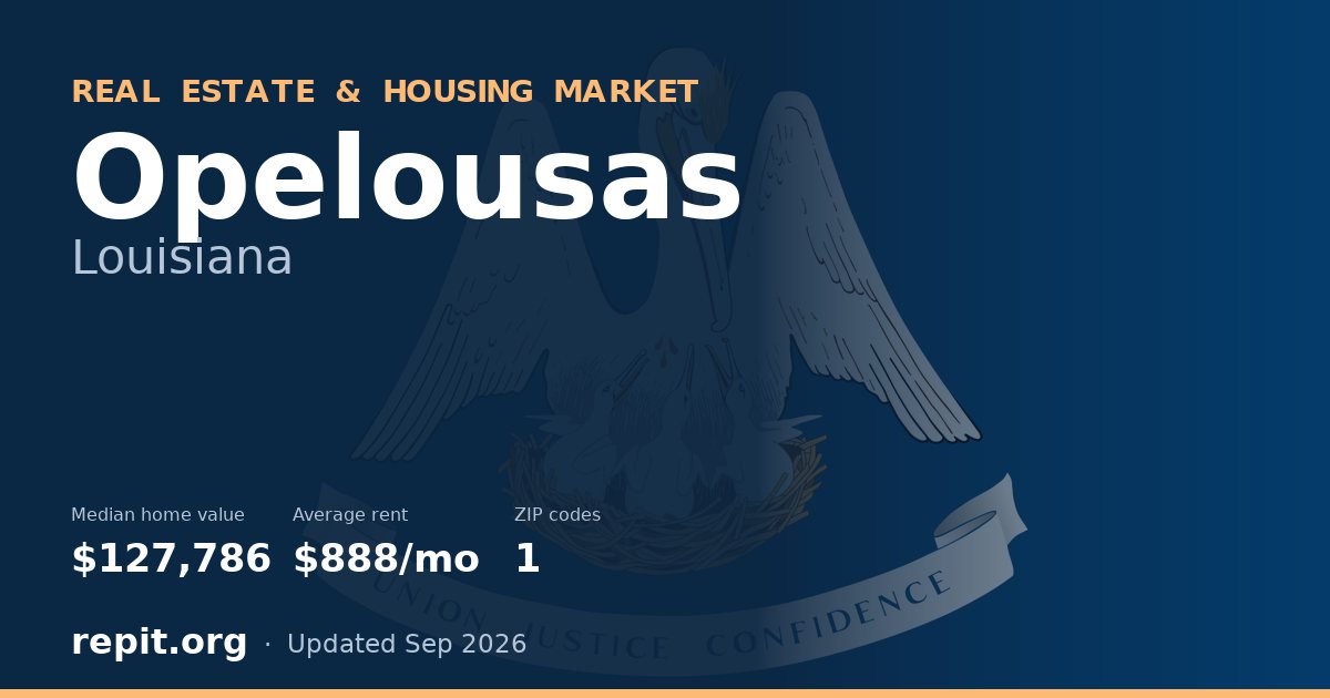 Opelousas, LA real estate and housing market — median home value $127,786, average rent $888/mo, 1 ZIP code