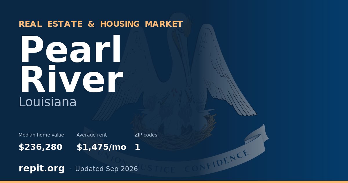 Pearl River, LA real estate and housing market — median home value $236,280, average rent $1,475/mo, 1 ZIP code