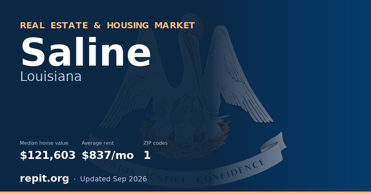 Saline, LA real estate and housing market — median home value $121,603, average rent $837/mo, 1 ZIP code