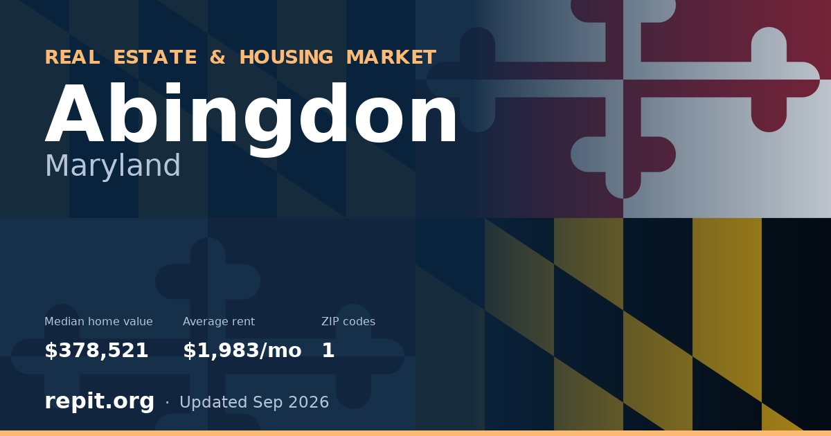 Abingdon, MD real estate and housing market — median home value $378,521, average rent $1,983/mo, 1 ZIP code