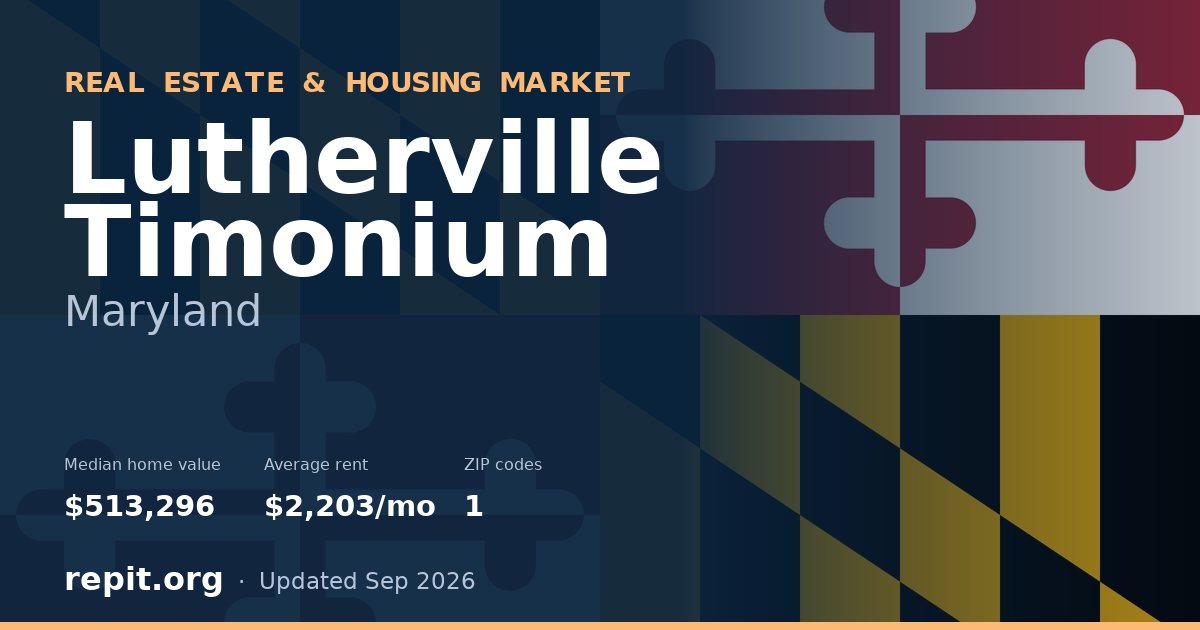 Lutherville Timonium, MD real estate and housing market — median home value $513,296, average rent $2,203/mo, 1 ZIP code