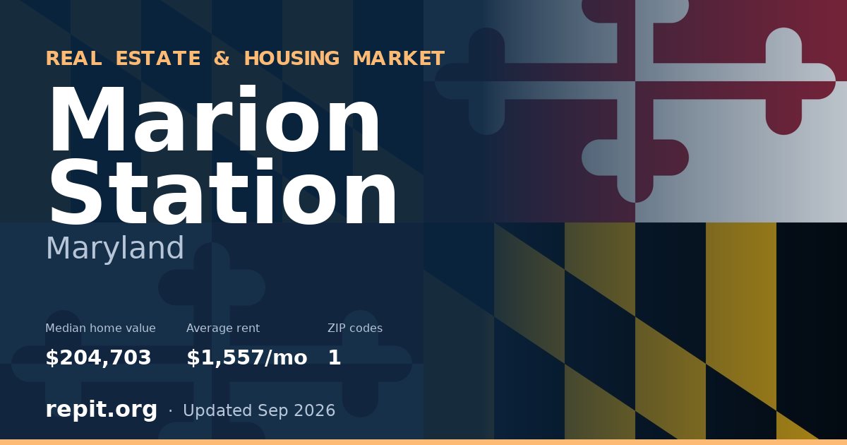 Marion Station, MD real estate and housing market — median home value $204,703, average rent $1,557/mo, 1 ZIP code