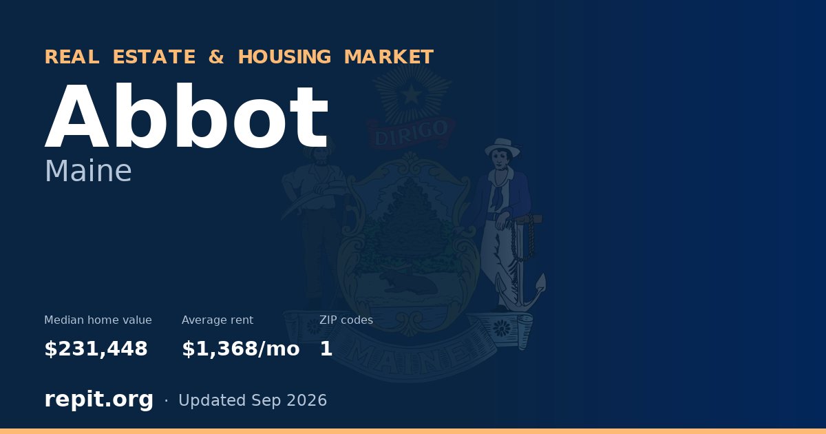 Abbot, ME real estate and housing market — median home value $231,448, average rent $1,368/mo, 1 ZIP code