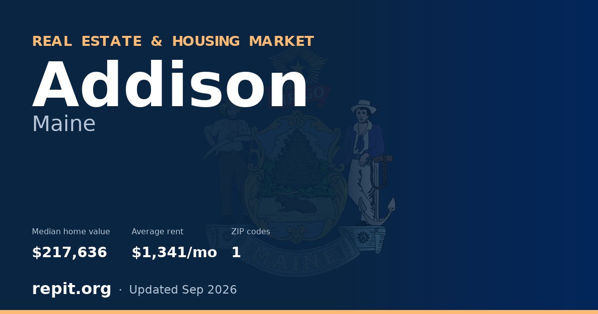 Addison, ME real estate and housing market — median home value $217,636, average rent $1,341/mo, 1 ZIP code