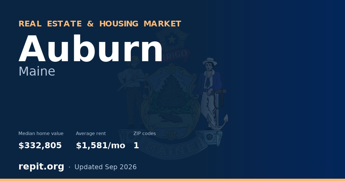 Auburn, ME real estate and housing market — median home value $332,805, average rent $1,581/mo, 1 ZIP code