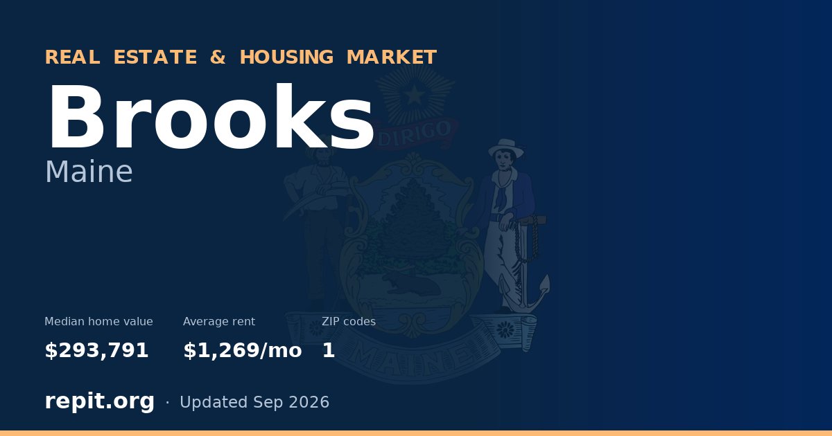 Brooks, ME real estate and housing market — median home value $293,791, average rent $1,269/mo, 1 ZIP code