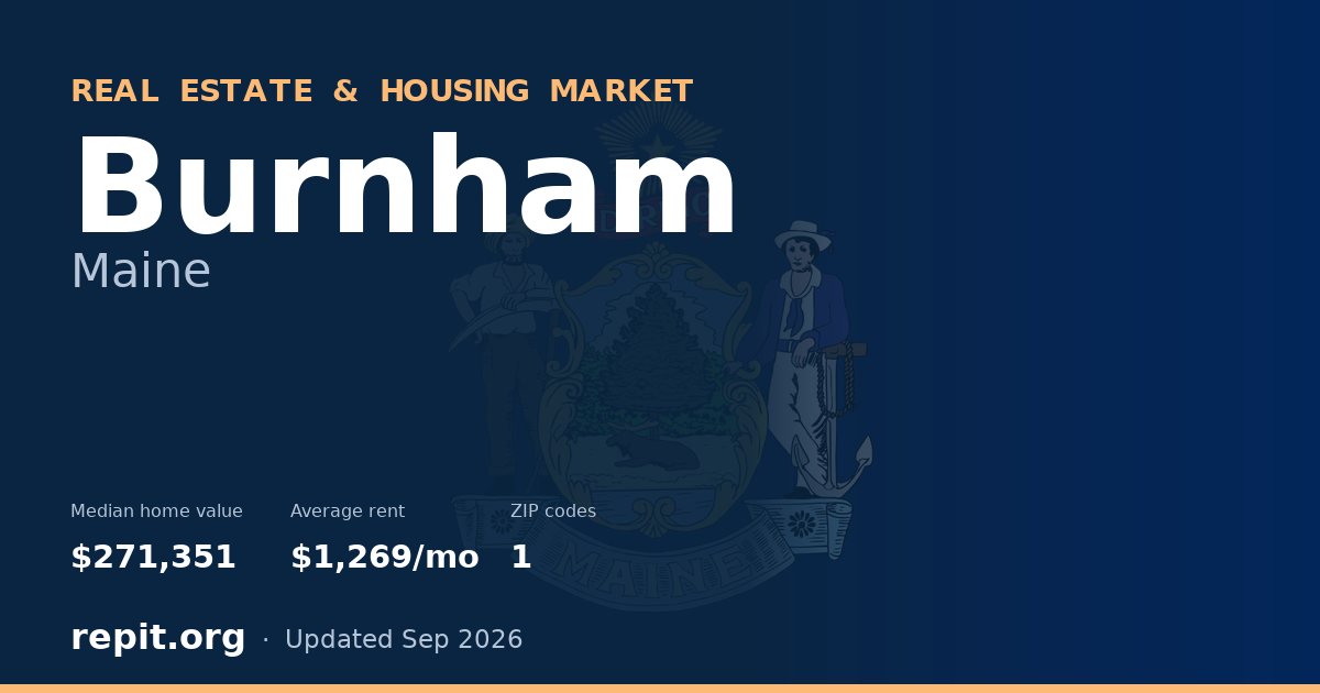 Burnham, ME real estate and housing market — median home value $271,351, average rent $1,269/mo, 1 ZIP code