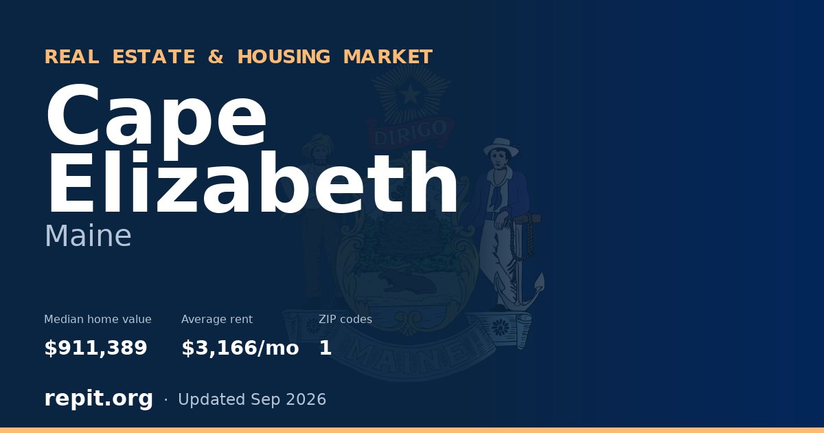 Cape Elizabeth, ME real estate and housing market — median home value $911,389, average rent $3,166/mo, 1 ZIP code