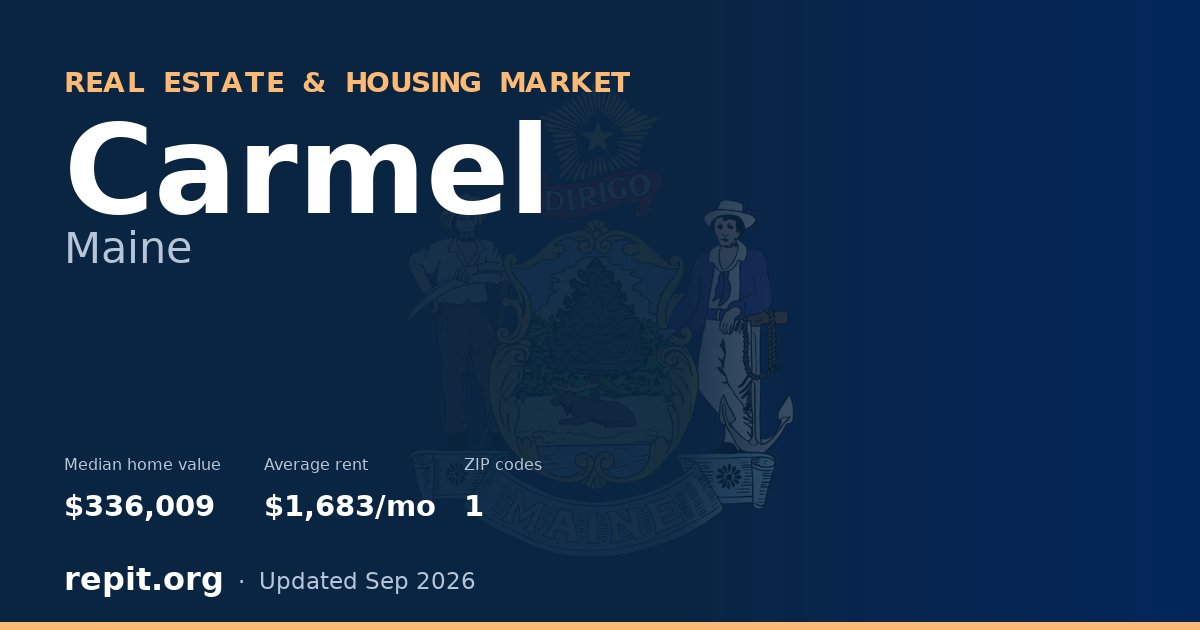 Carmel, ME real estate and housing market — median home value $336,009, average rent $1,683/mo, 1 ZIP code