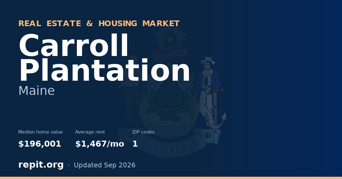 Carroll Plantation, ME real estate and housing market — median home value $196,001, average rent $1,467/mo, 1 ZIP code