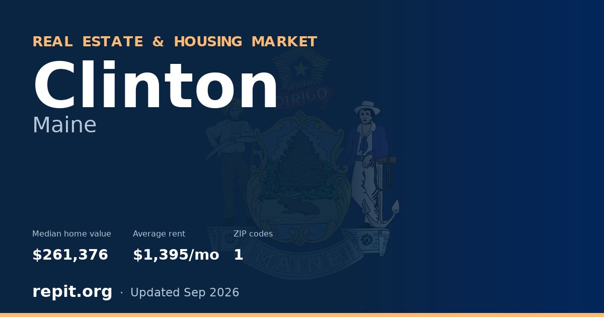 Clinton, ME real estate and housing market — median home value $261,376, average rent $1,395/mo, 1 ZIP code