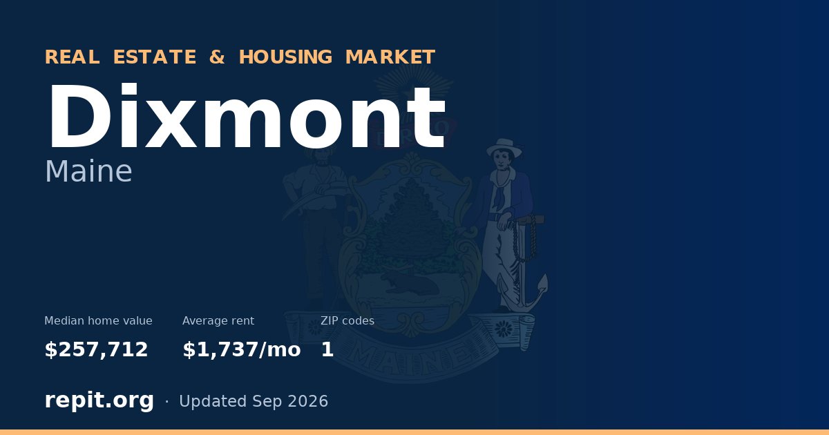 Dixmont, ME real estate and housing market — median home value $257,712, average rent $1,737/mo, 1 ZIP code