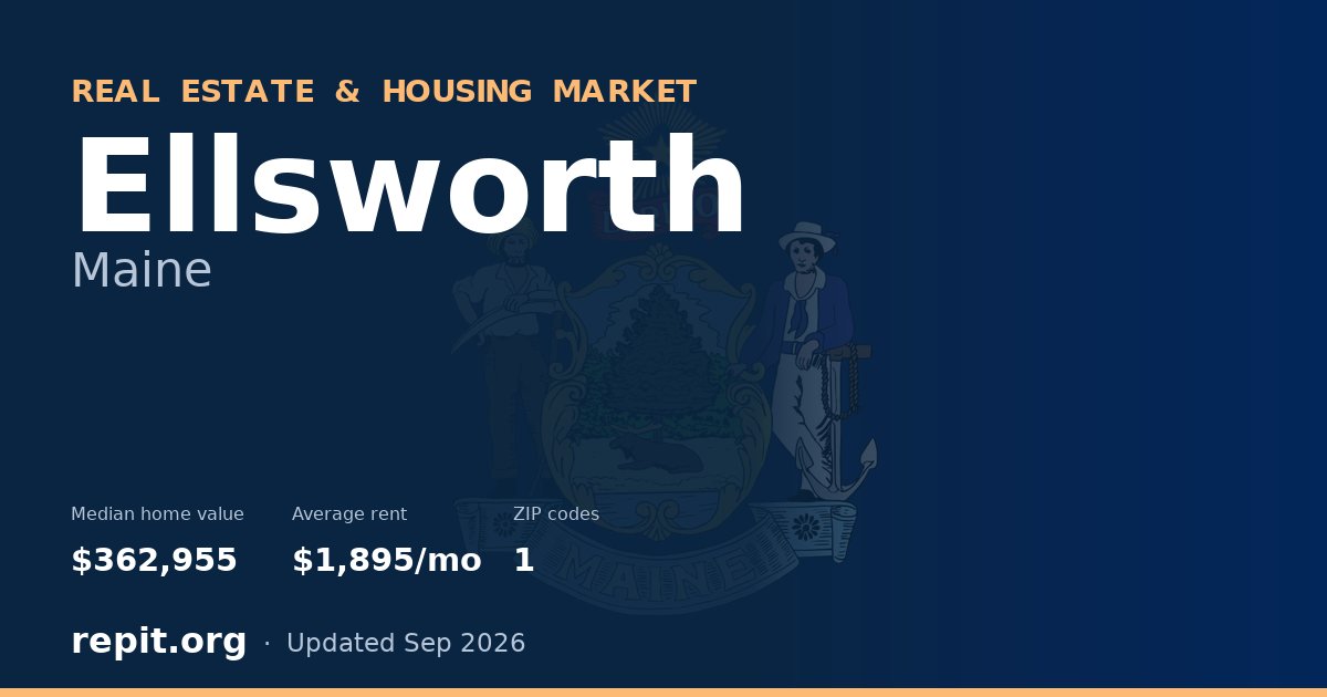 Ellsworth, ME real estate and housing market — median home value $362,955, average rent $1,895/mo, 1 ZIP code