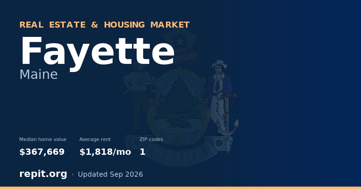 Fayette, ME real estate and housing market — median home value $367,669, average rent $1,818/mo, 1 ZIP code