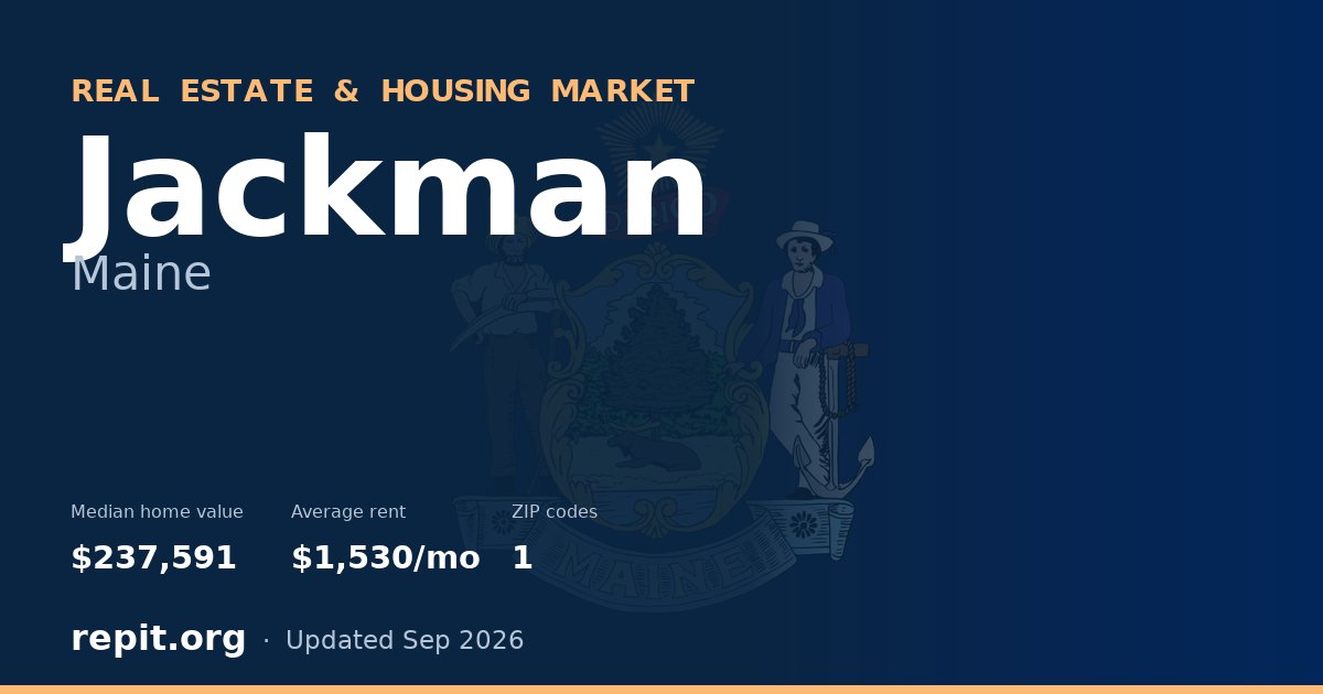 Jackman, ME real estate and housing market — median home value $237,591, average rent $1,530/mo, 1 ZIP code