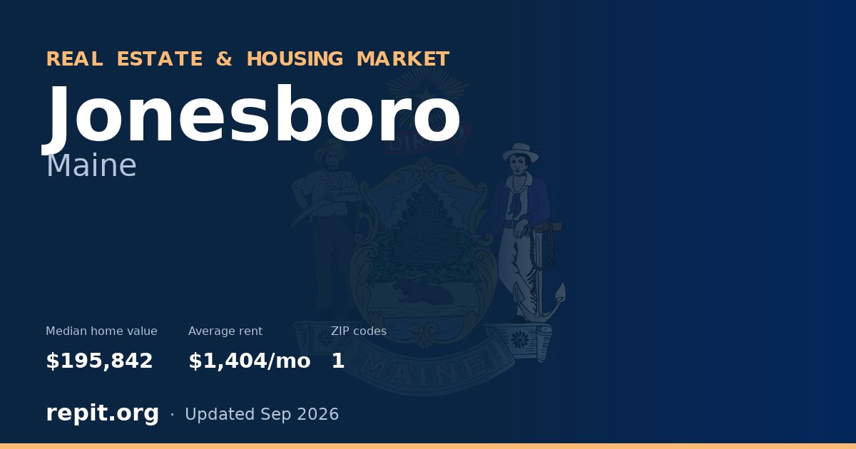 Jonesboro, ME real estate and housing market — median home value $195,842, average rent $1,404/mo, 1 ZIP code