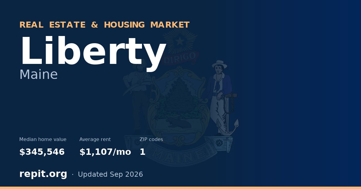 Liberty, ME real estate and housing market — median home value $345,546, average rent $1,107/mo, 1 ZIP code