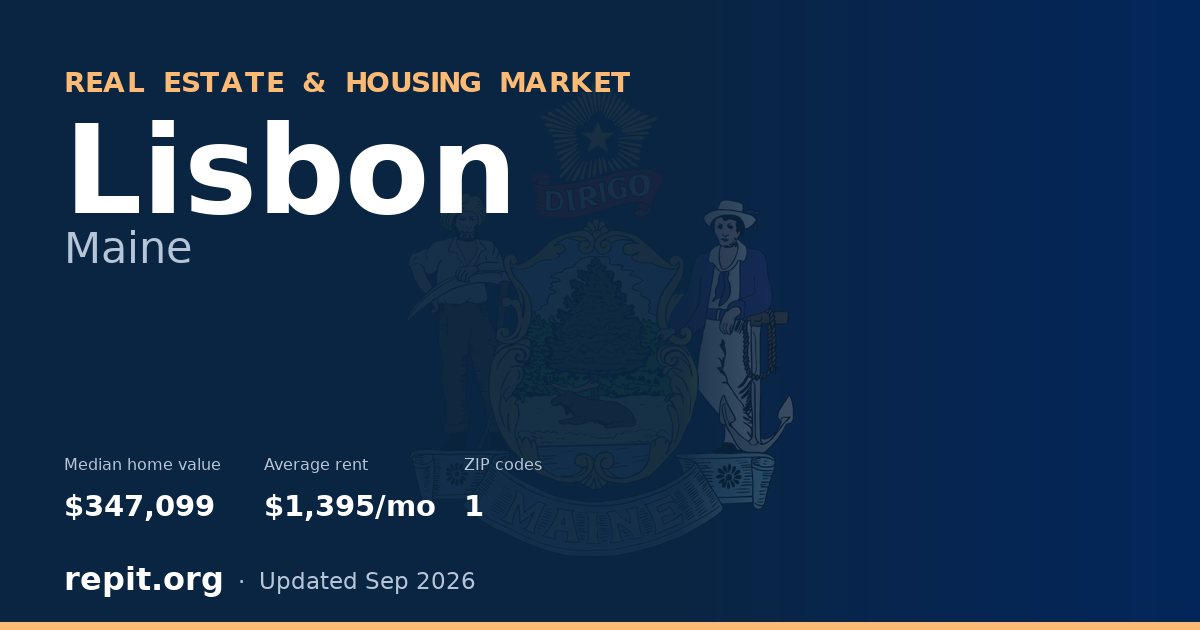 Lisbon, ME real estate and housing market — median home value $347,099, average rent $1,395/mo, 1 ZIP code