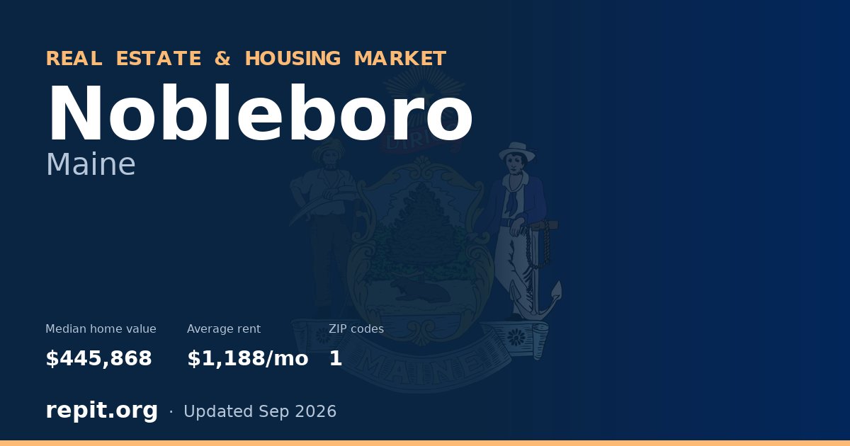 Nobleboro, ME real estate and housing market — median home value $445,868, average rent $1,188/mo, 1 ZIP code