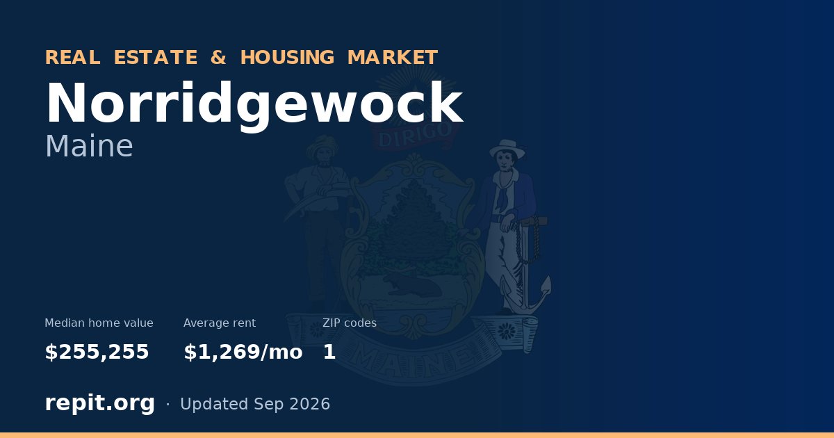 Norridgewock, ME real estate and housing market — median home value $255,255, average rent $1,269/mo, 1 ZIP code