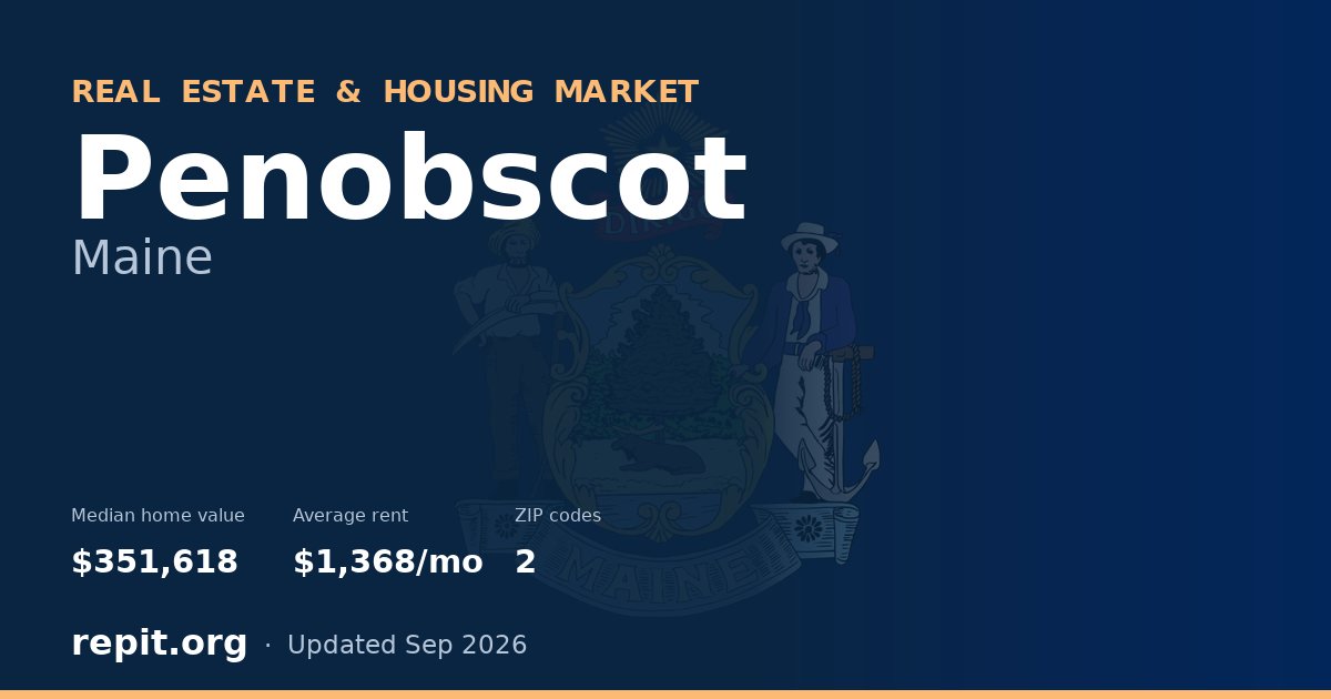Penobscot, ME real estate and housing market — median home value $351,618, average rent $1,368/mo, 2 ZIP codes